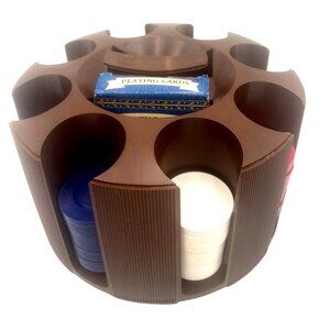 Vintage Plastic Poker Chip Carousel Holder Original Cardinal Playing Cards Set